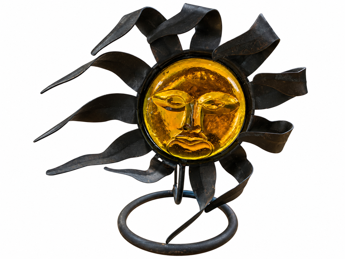 Metal & Amber Candle Holder